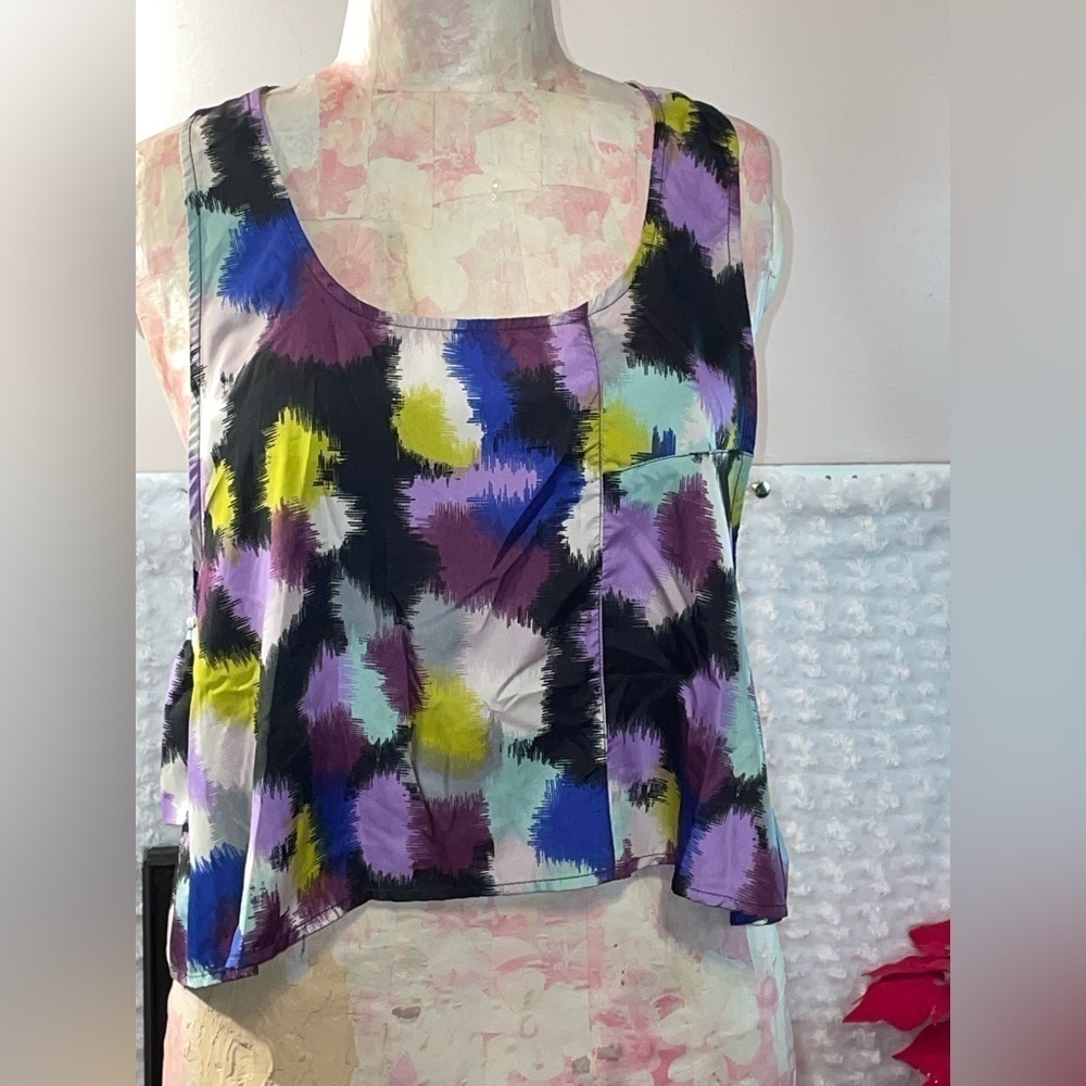 DAILY 3 for$ 25 NWT ROXY MULTI COLORED RAD CROP TANK TOP ZIPS IN THE BACK RUFFLE